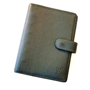 LOUIS VUITTON Drk Grn Taiga Leather Agenda Excellent 4.25x5.75